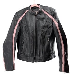 Women's M Black and Pink Leather Motorcycle Jacket Street Legal performance